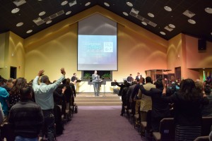 Worshipers at the East Central Hispanic conference (click photo to enlarge)